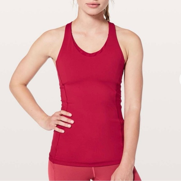 LULULEMON Stash N Run Tank Ruby Red Size 4 EUC - Picture 1 of 9